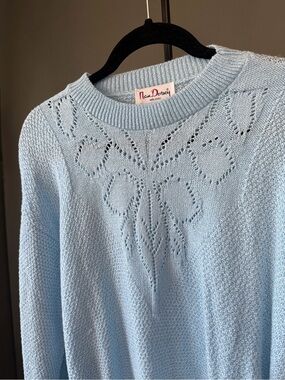 Nan Dorsey Blue Sweater size M Nan Dorsey vintage sweater with Eyelet Detail